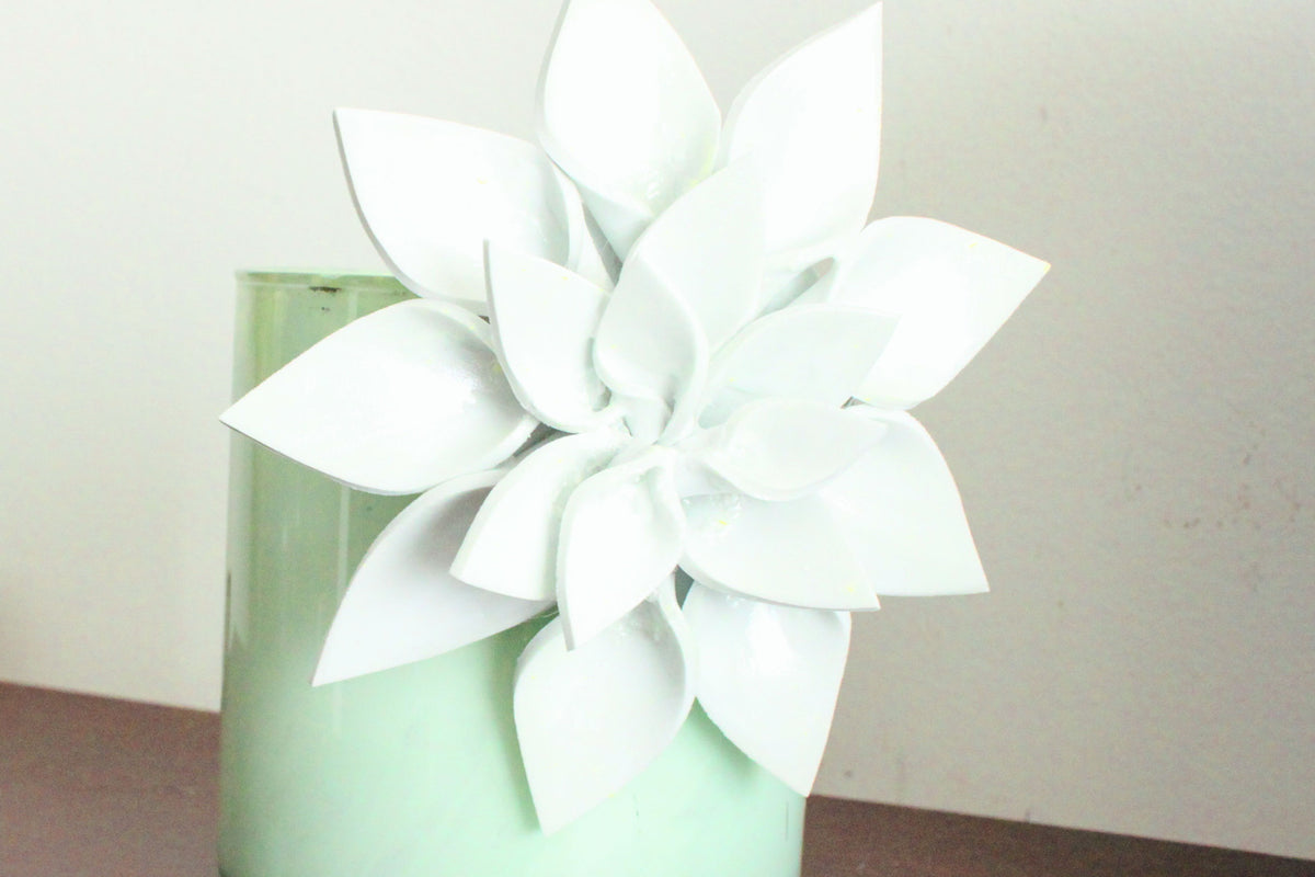 DIY painted glass candle holder with EVA foam flower