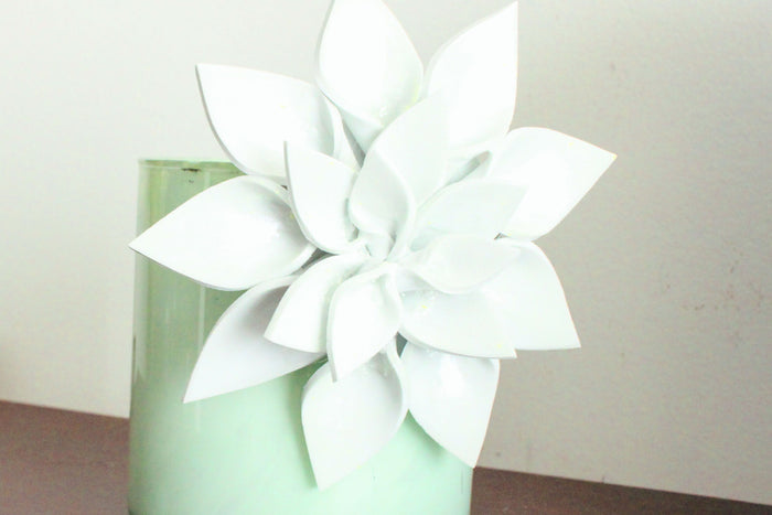 DIY painted glass candle holder with EVA foam flower