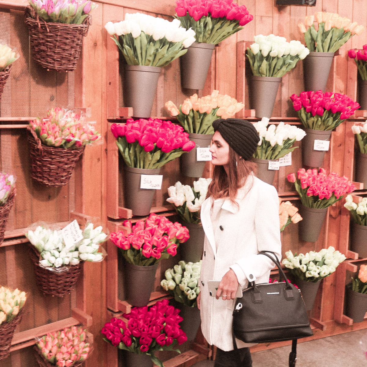 Colorful silk tulips