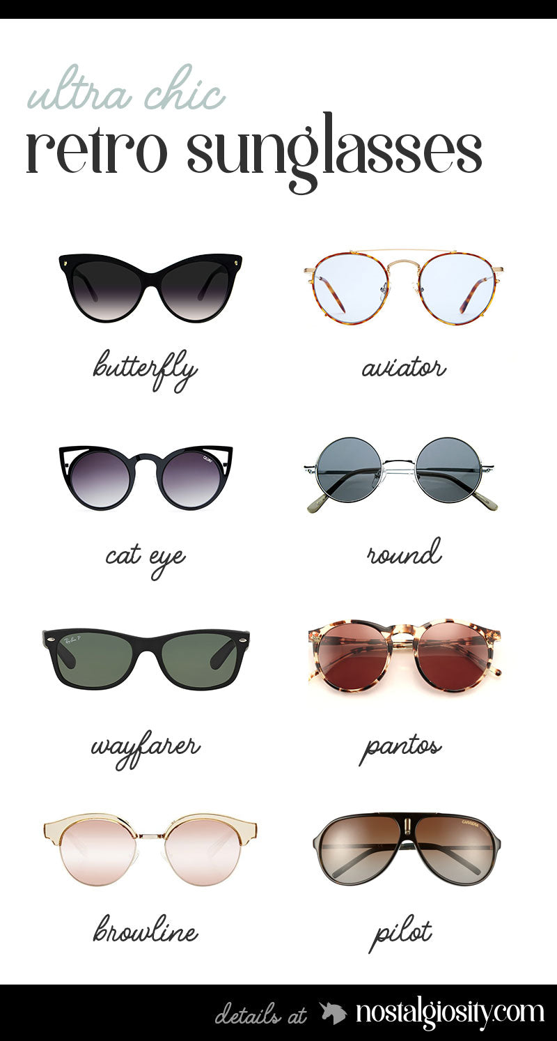 Retro sunglasses frame shapes
